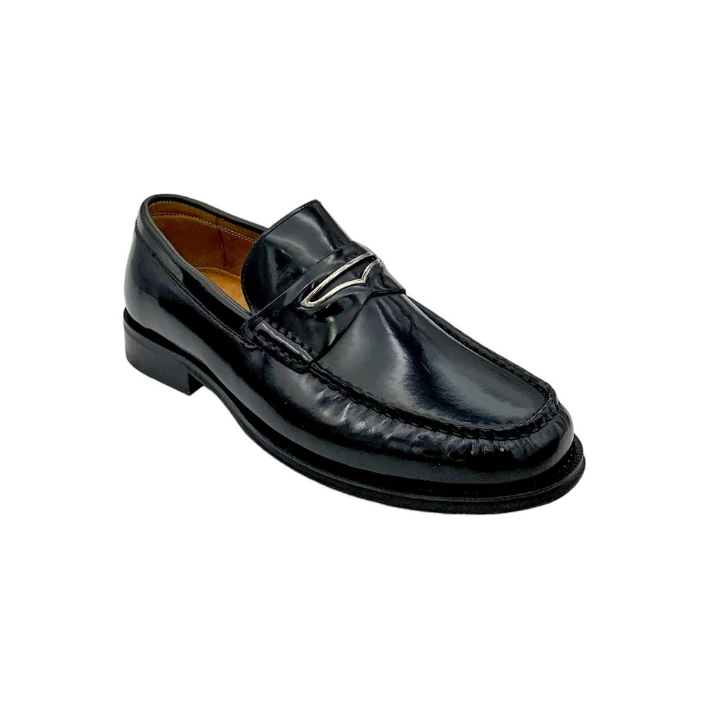 Donald Pliner Men's Miles Box Calf Leather Slip-on Loafers Black - Medium